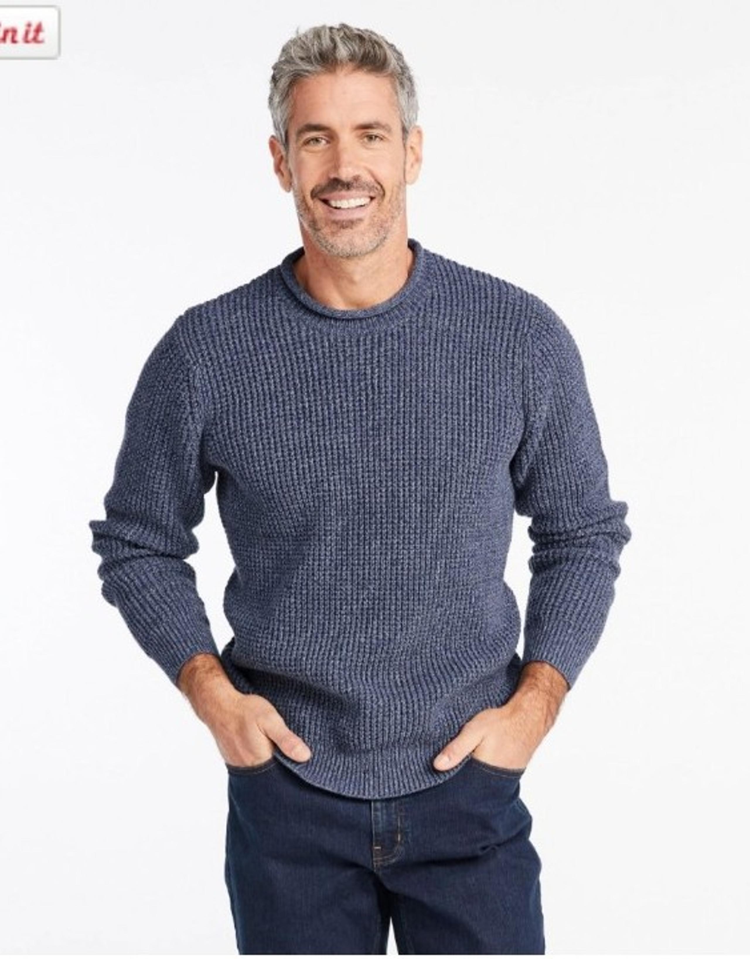 Men's L.L.Bean Cotton Waffle Crewneck Sweater Jumper Pullover size L (tall)