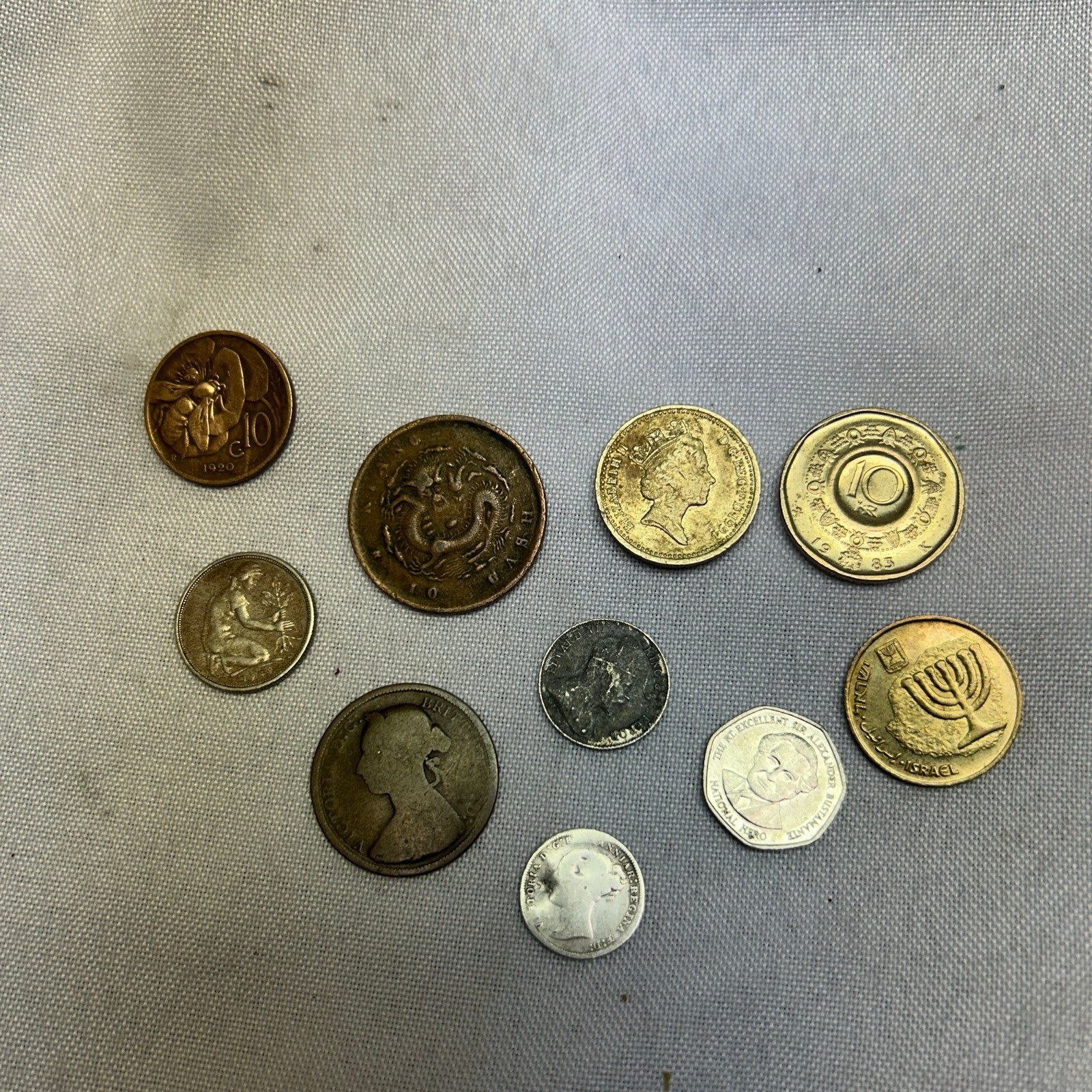 VTG Rare Foreign Coins 1920 - 90’s China, UK, Israel & Some Silver Lot Of 10