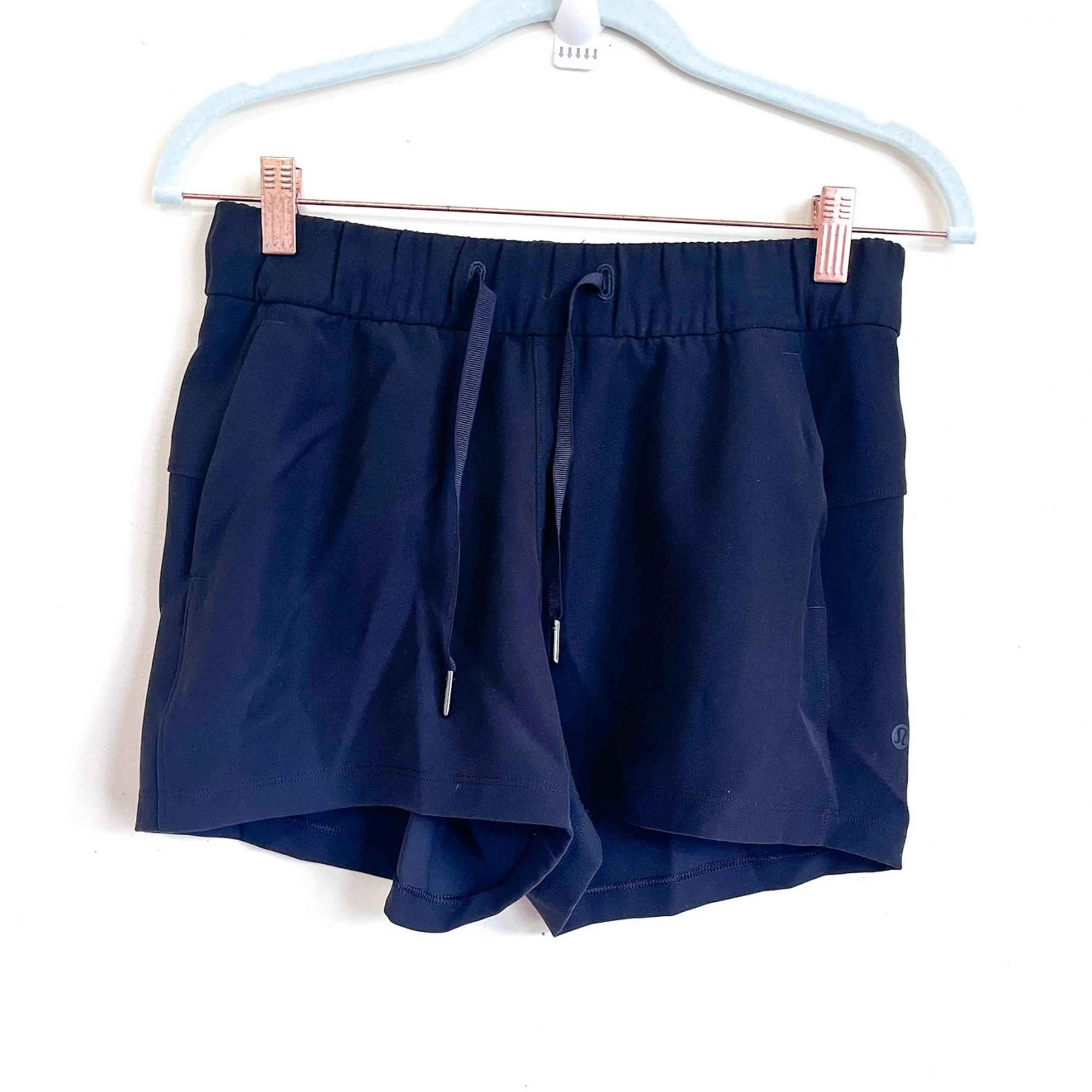 Lululemon On The Fly Athletic Women Shorts Size 4 Black Pull On Running Pockets