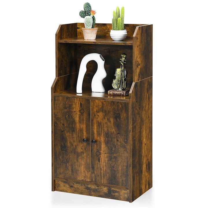 Bookshelf w/ Adjustable Shelf & Open Compartment