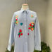 Vintage kitsch shirt blouse embroidered birds Sz Large by Mili Designs