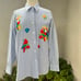 Vintage kitsch shirt blouse embroidered birds Sz Large by Mili Designs
