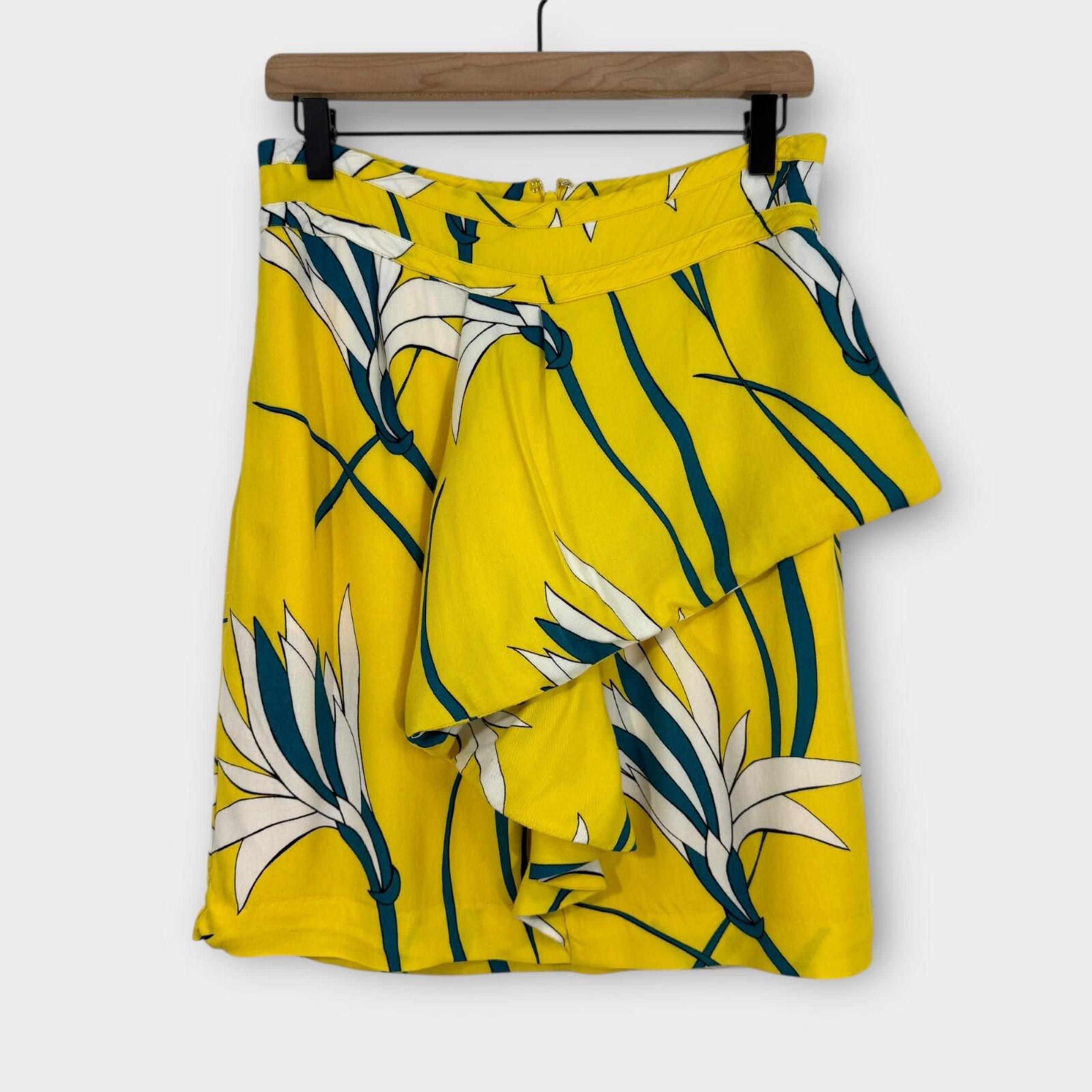 Sariah Womens Size 6 Yellow Bird of Paradise Floral Mini Skirt - Anthropologie