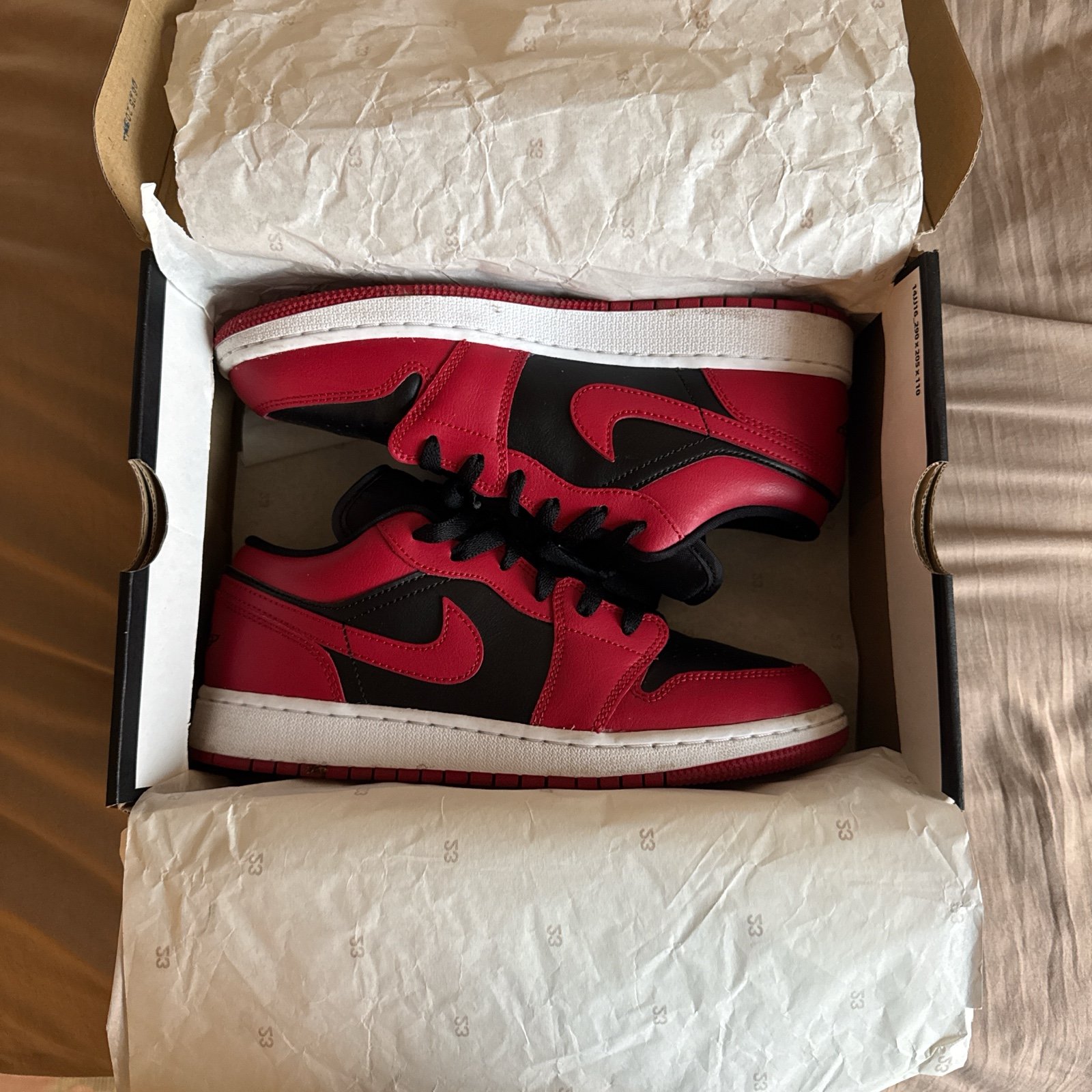 Red and black Nike Air Jordan 1 Low (with box)