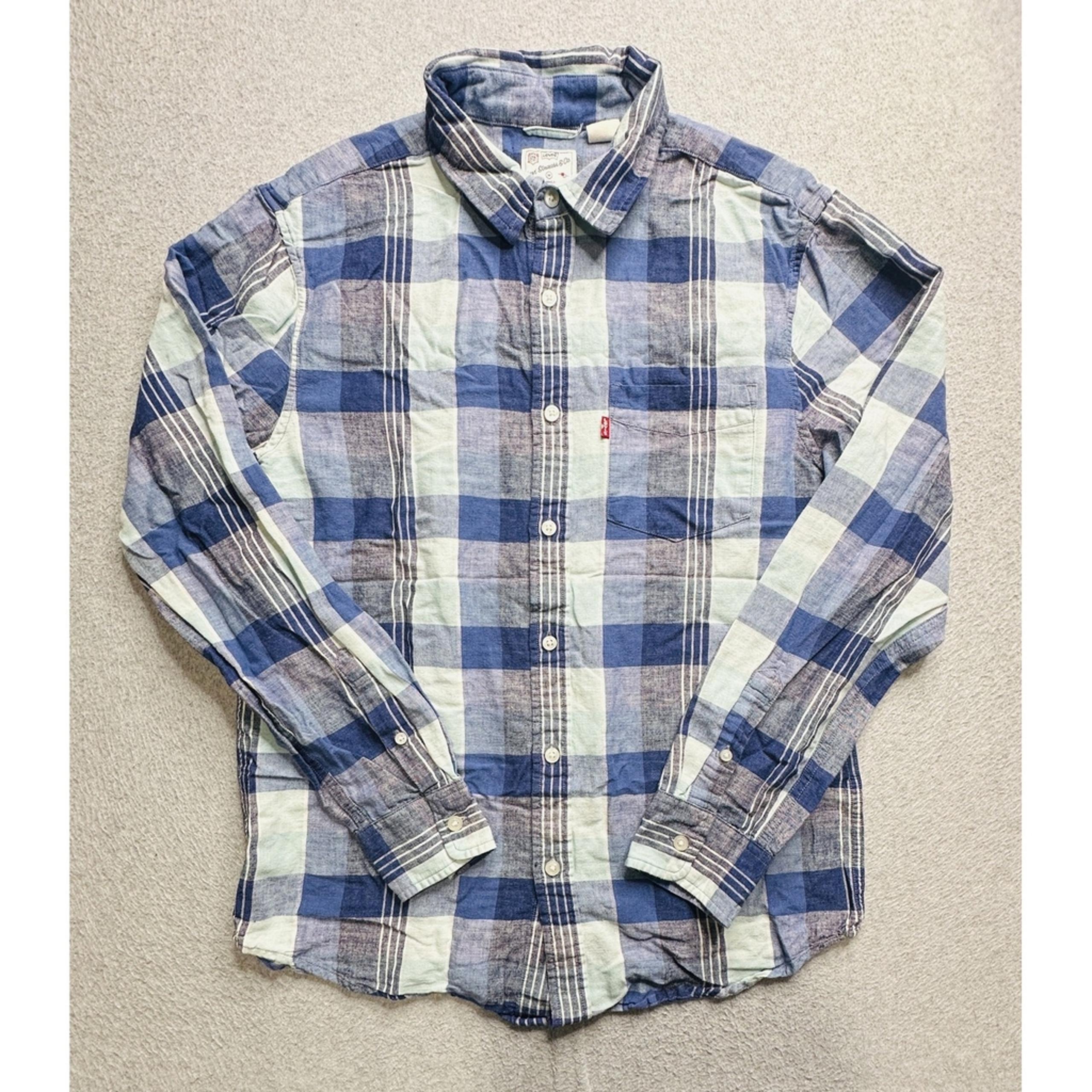 Levis Sunset One Pocket Shirt Mens Medium Plaid Linen Blend Button Up Casual