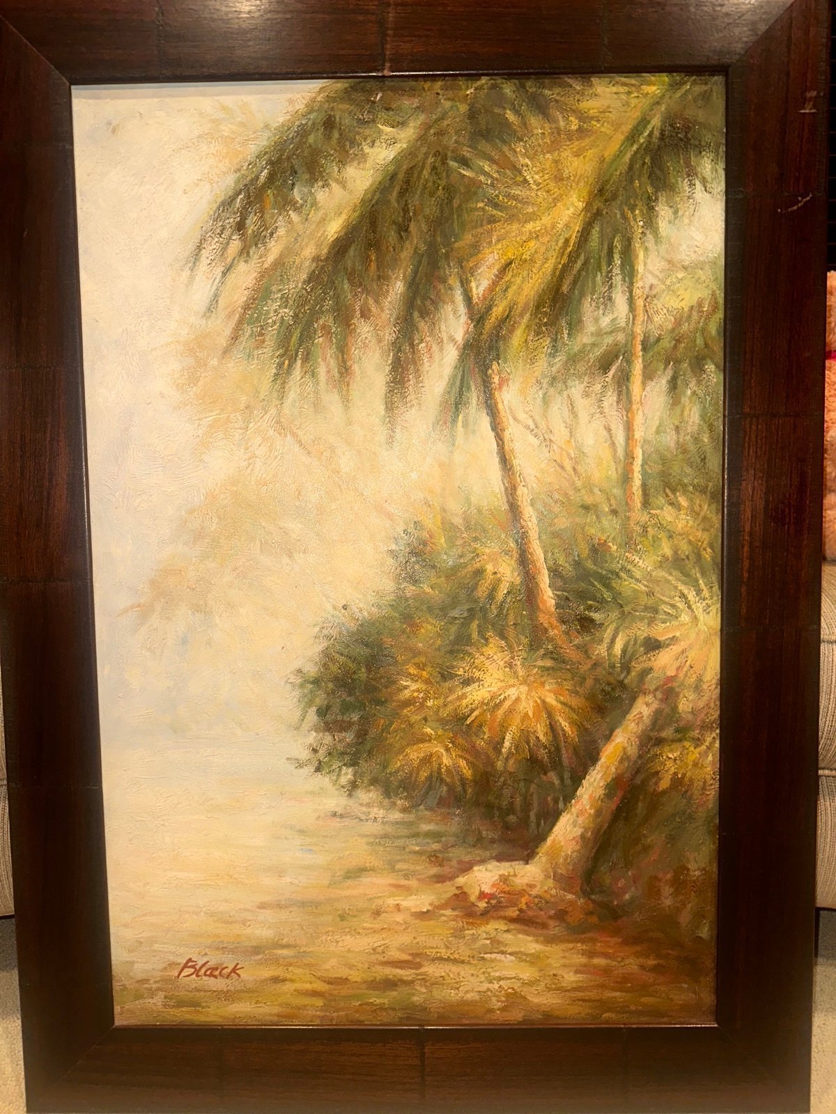 Vintage Hand-Painted Oil Painting In Wooden Frame (Real Wood).