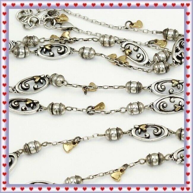 Brighton Twinkle Heart Long Two Tone Retired Necklace