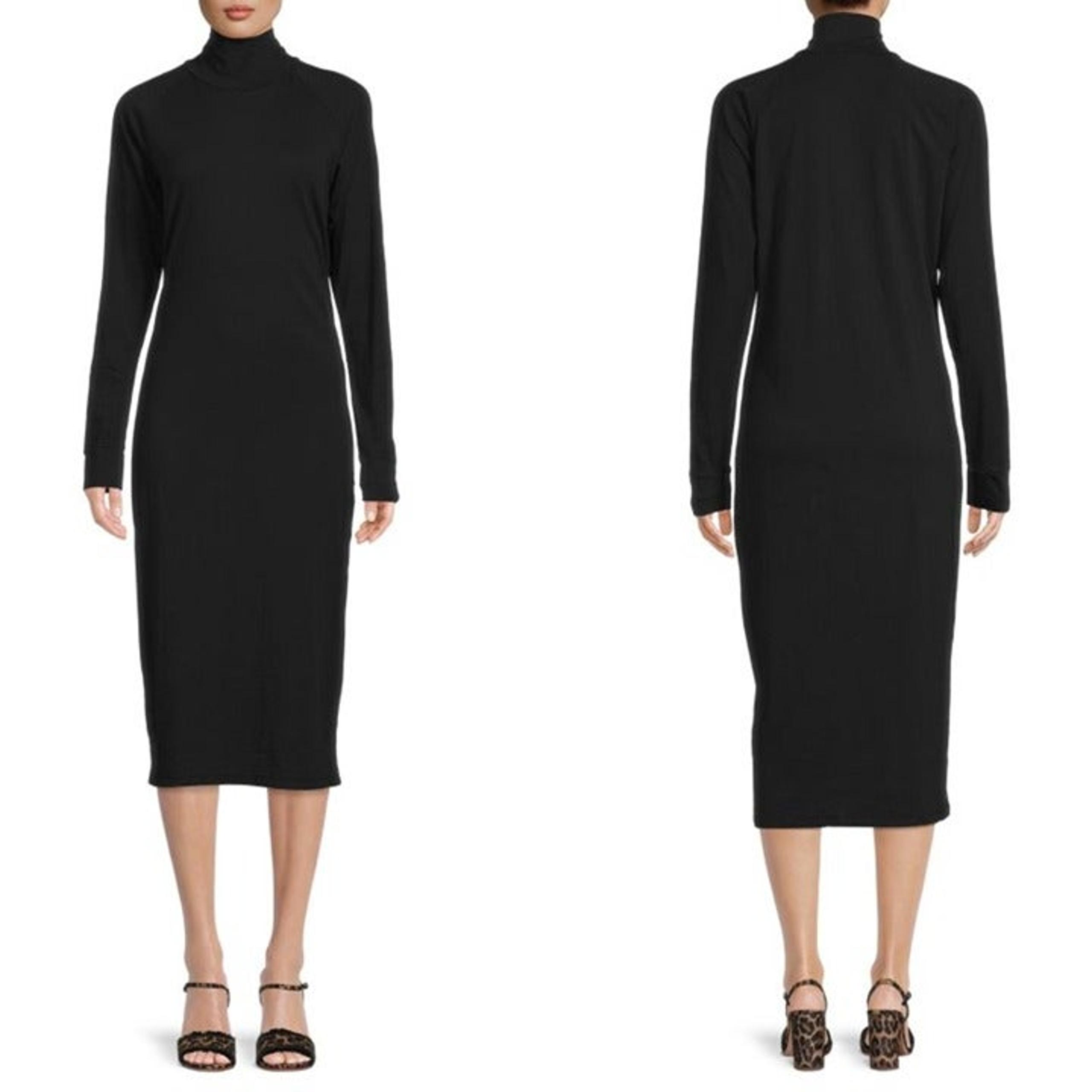 James Perse  Black Turtleneck Midi Dress Women's L