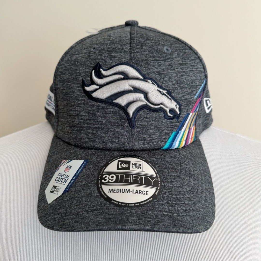 New Era Denver Broncos Hat Crucial Catch Mens Medium Large Cancer Awareness Gift