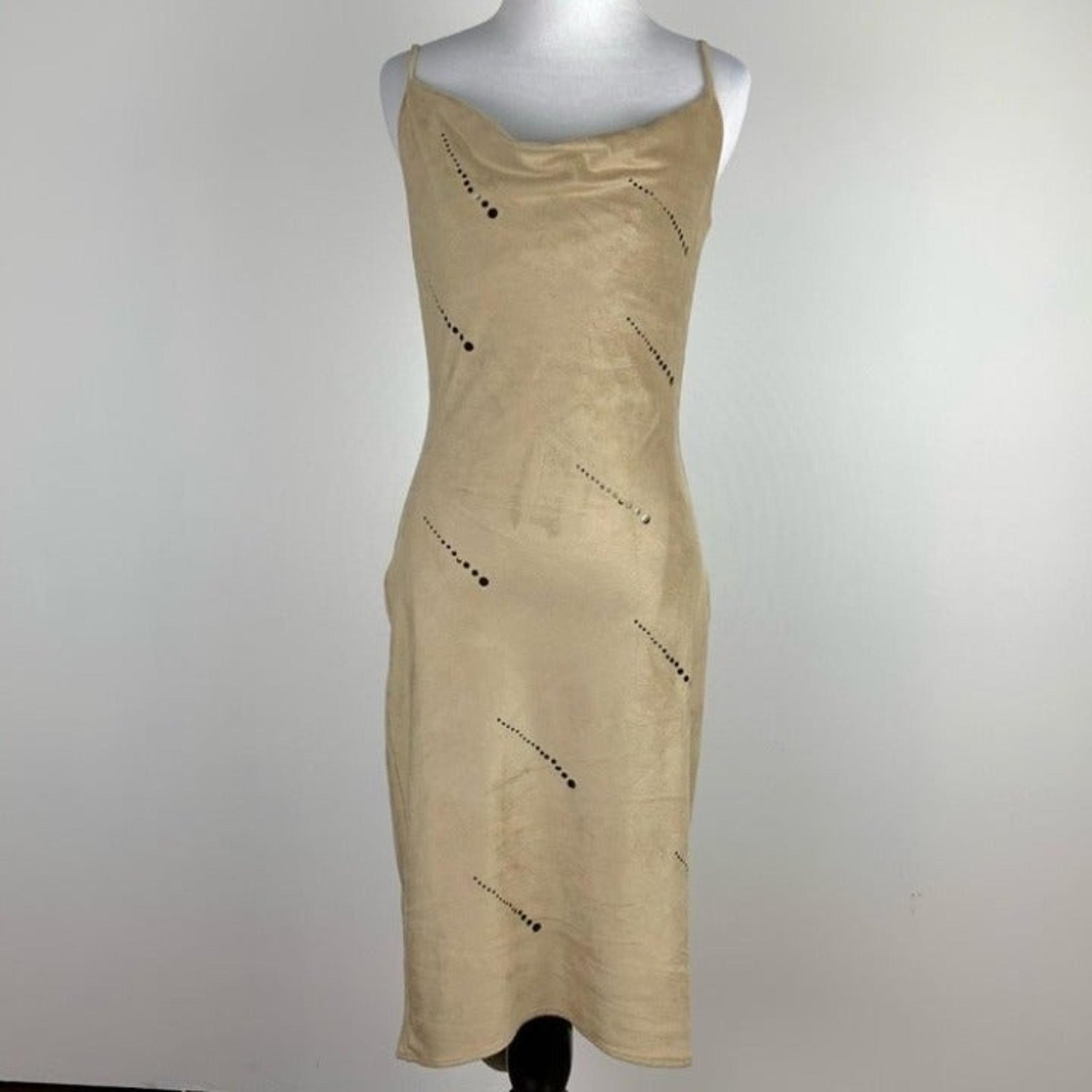 Arden B dress size M tan faux suede Vintage Y2k