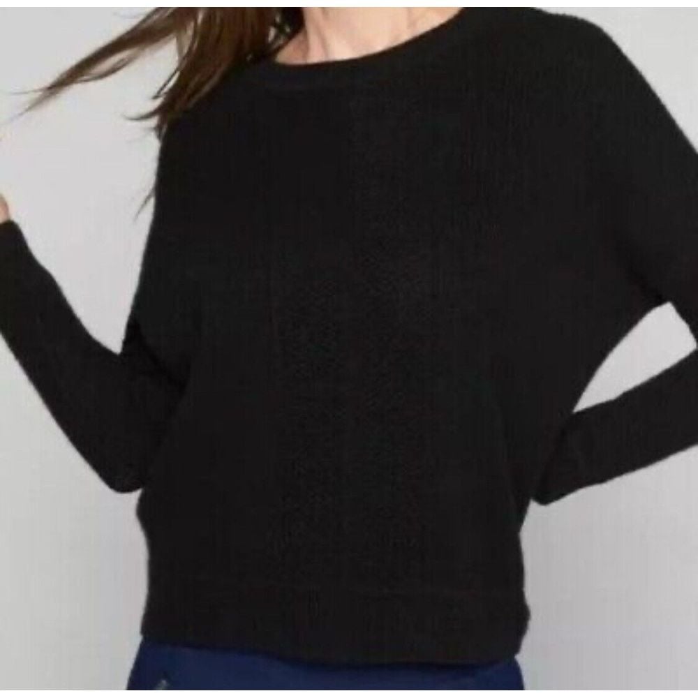 Athleta Habitat Sweater Medium Ribbed Knit Wool Cashmere Blend Pullover Black