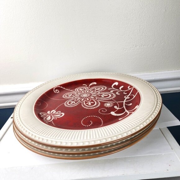 Pier 1 Maribeth Ironstone 11 Dinner Plates Lot of Three