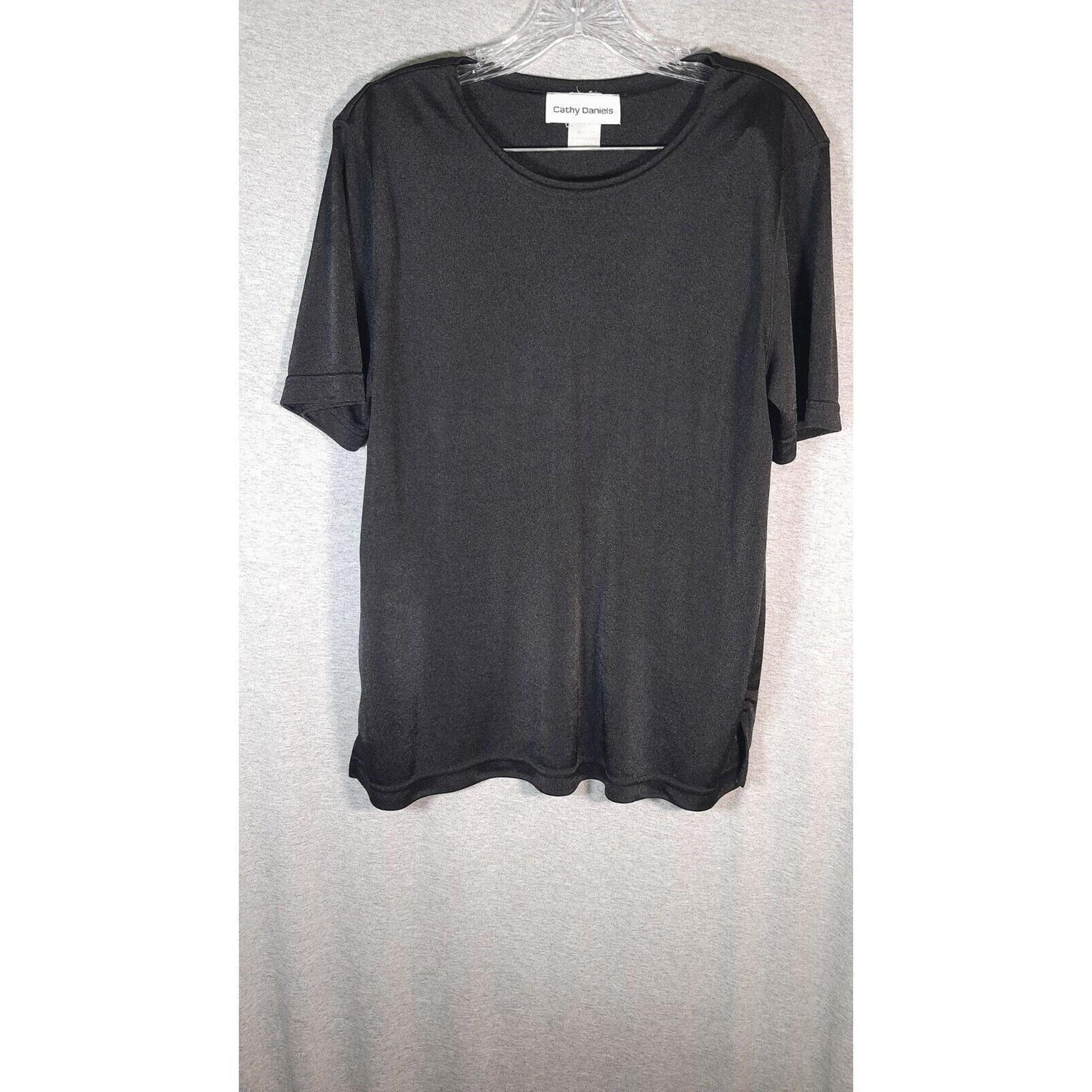 Cathy Daniels Top Womens Medium Black Shimmery Minimalist Capsule Wardrobe