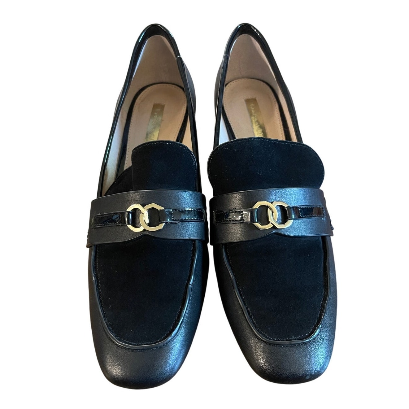 Anthropologie 7.5 Louise et Cie Lo-Larrin Slip On Black Leather Loafers Low Heel