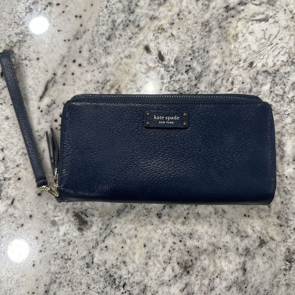 Kate Spade Large Continental Wallet Jeanne Petro Blue Leather Zip Around