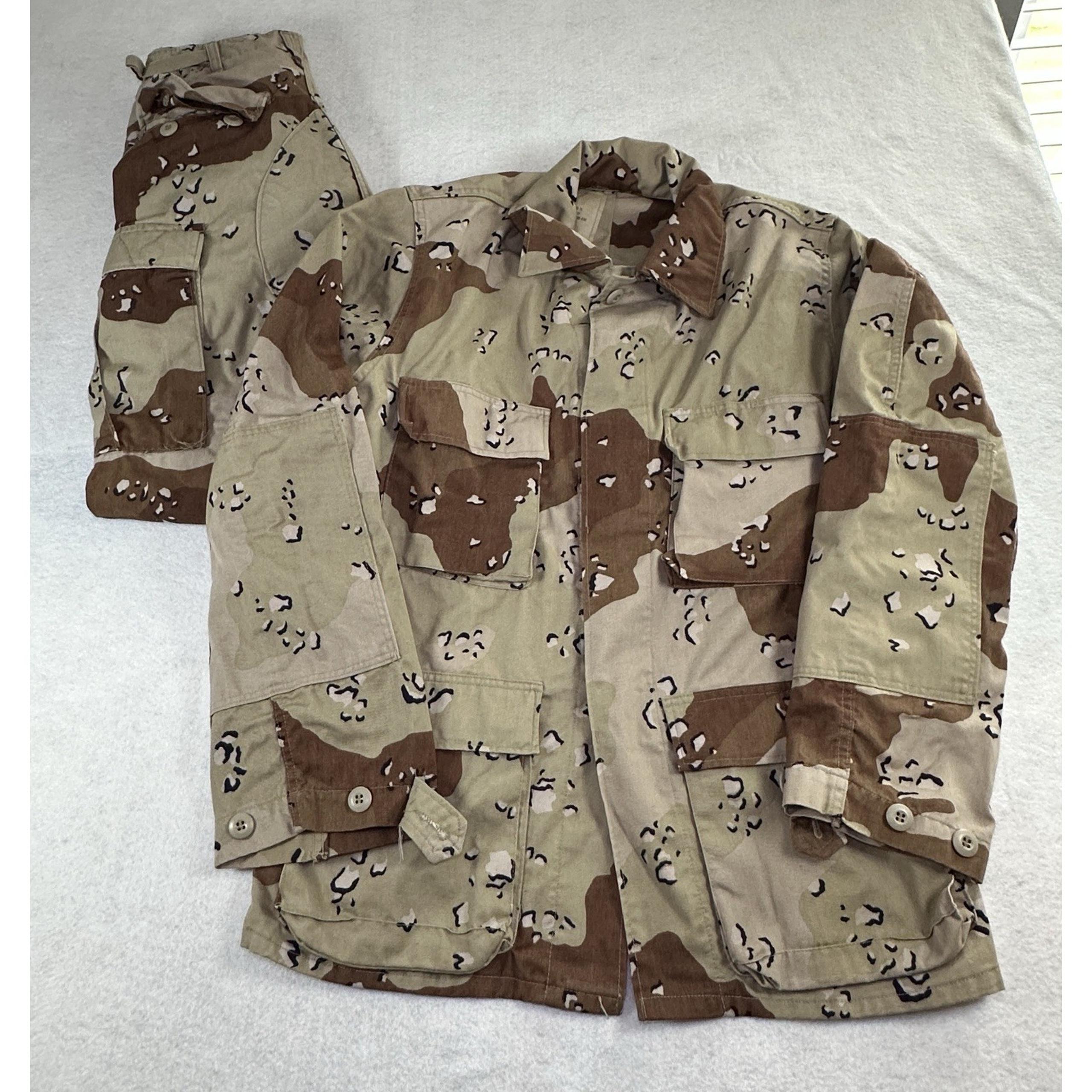 U.S Military Desert Camo Sateen Vintage Weather Combat Jacket Pants Trousers Set