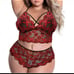 NWT 2pc Plus Size Lace Bralette Bra Panty Set 1X Red Black