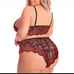 NWT 2pc Plus Size Lace Bralette Bra Panty Set 1X Red Black