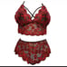 NWT 2pc Plus Size Lace Bralette Bra Panty Set 1X Red Black