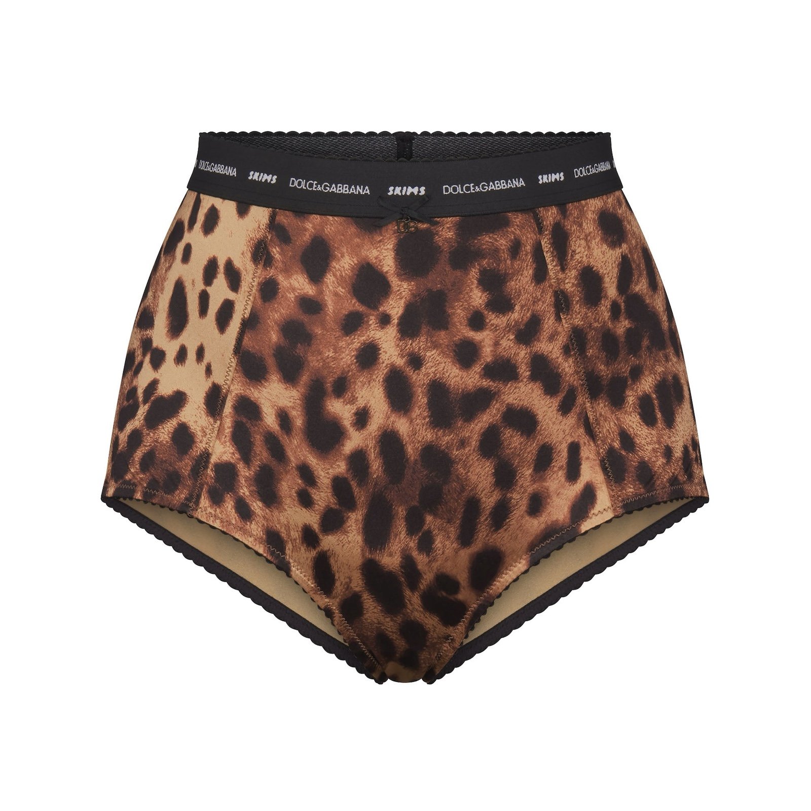 DOLCE & GABBANA X SKIMS Stretch Satin High-Waisted Brief | Leopard | Size L