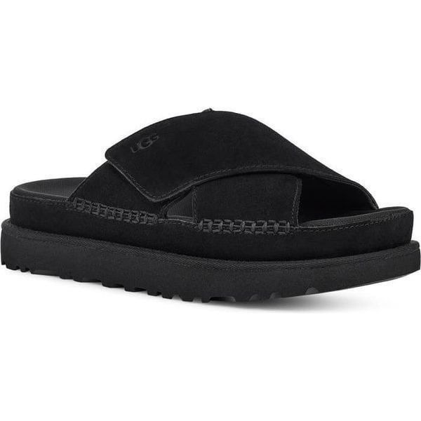 UGG Women's Velvet Suede Goldenstar Crossover Slide Sandal Black Size 10