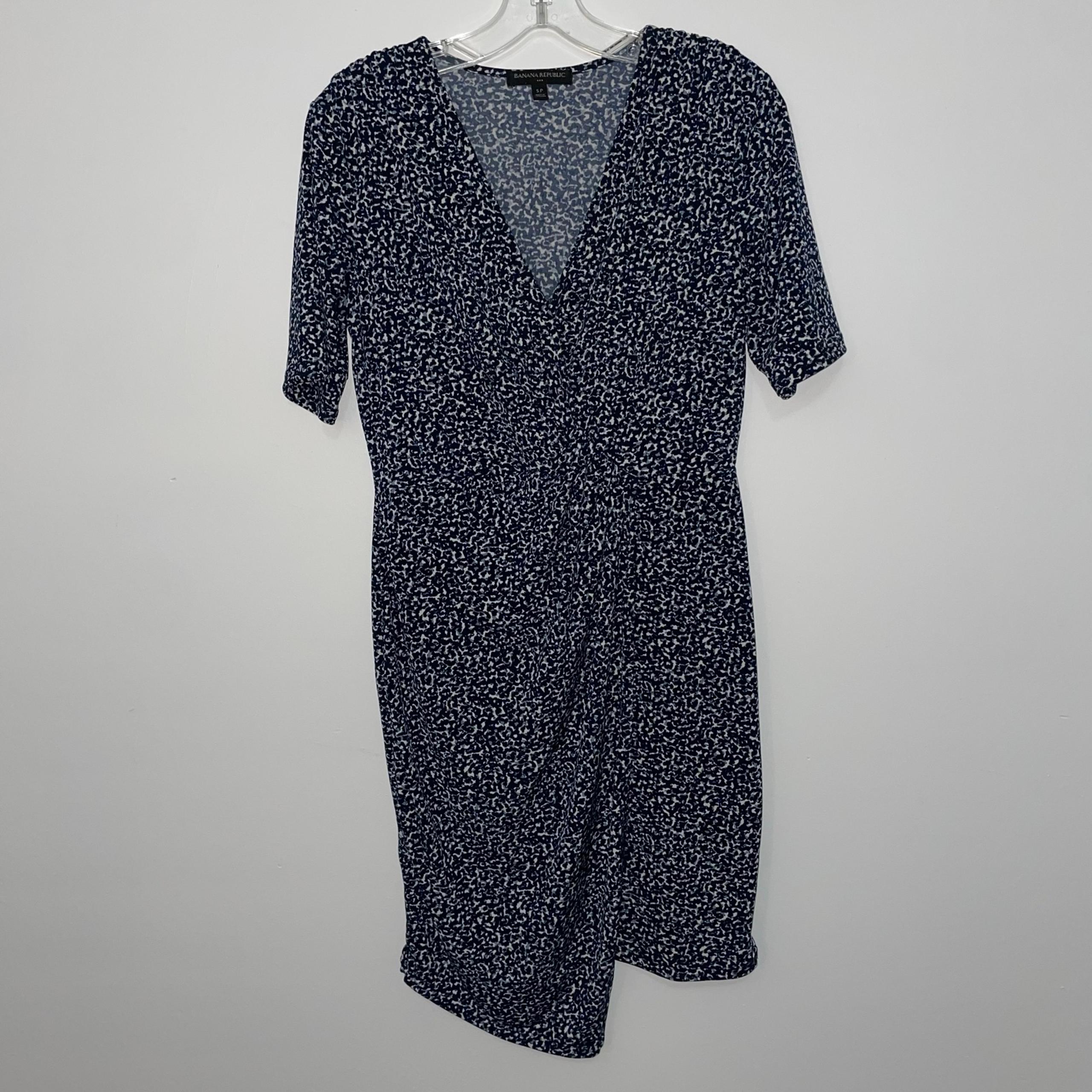 Banana Republic Womens Dress Small Faux Wrap Dress Animal Print Office