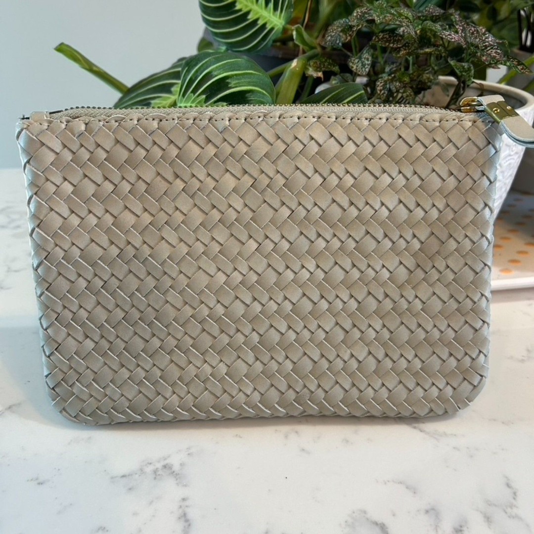 Madewell The Leather Pouch Clutch Woven Edition