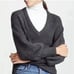 MADEWELL | Dashwood Balloon Sleeve V-neck Sweater - [Small, Charcoal Gray]
