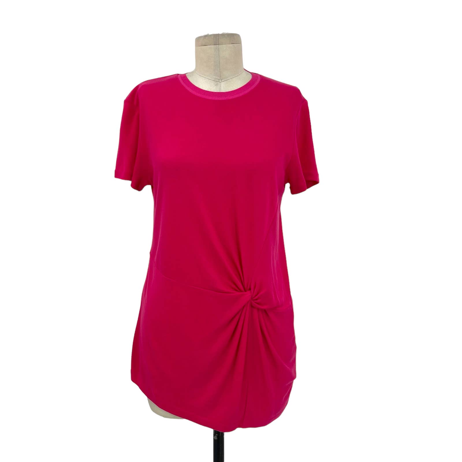 Rag & Bone Marina Crewneck Short-Sleeve Drape Tee Hot Pink Size Small