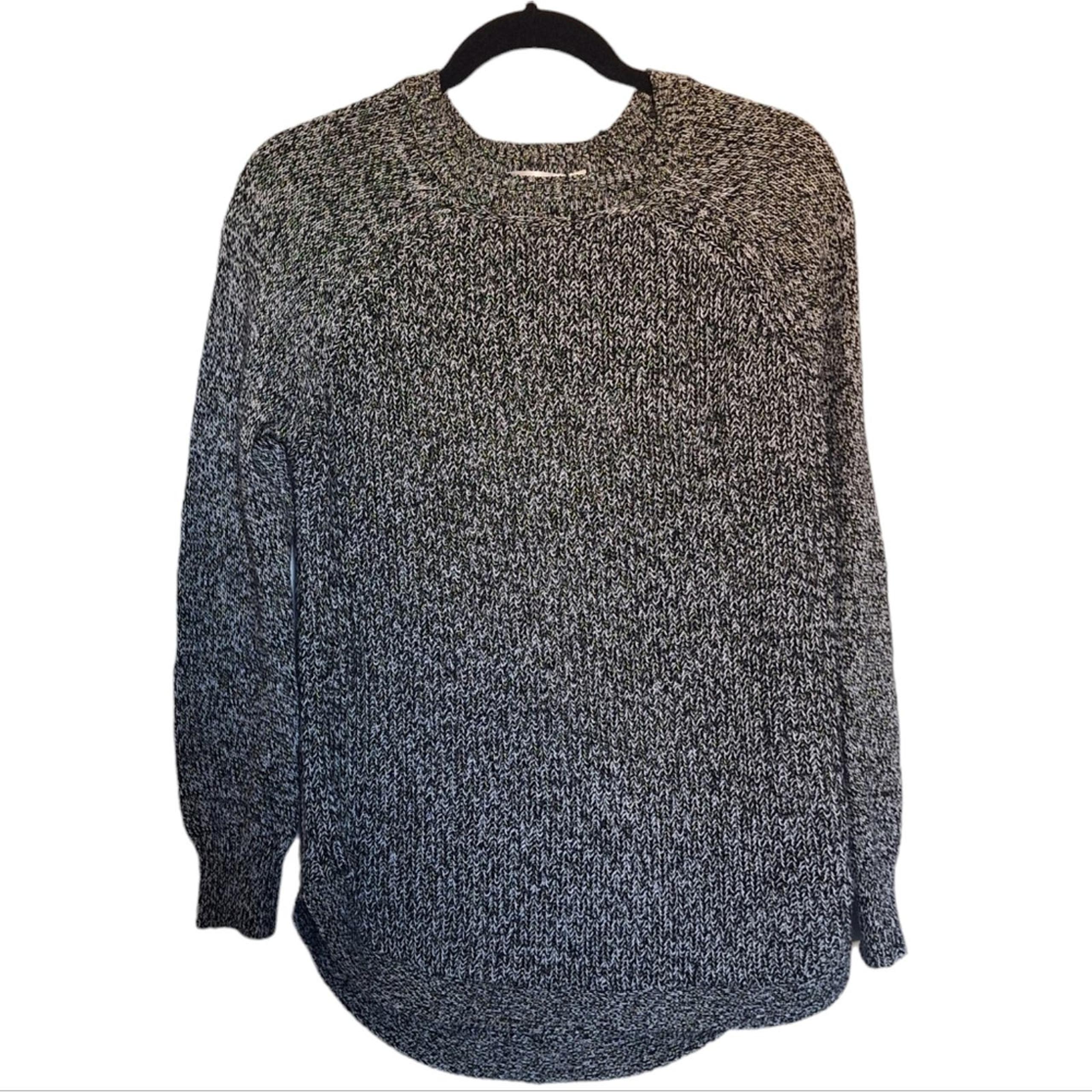 RD Style Large Black and White Knit Sweater with Elbow Patches