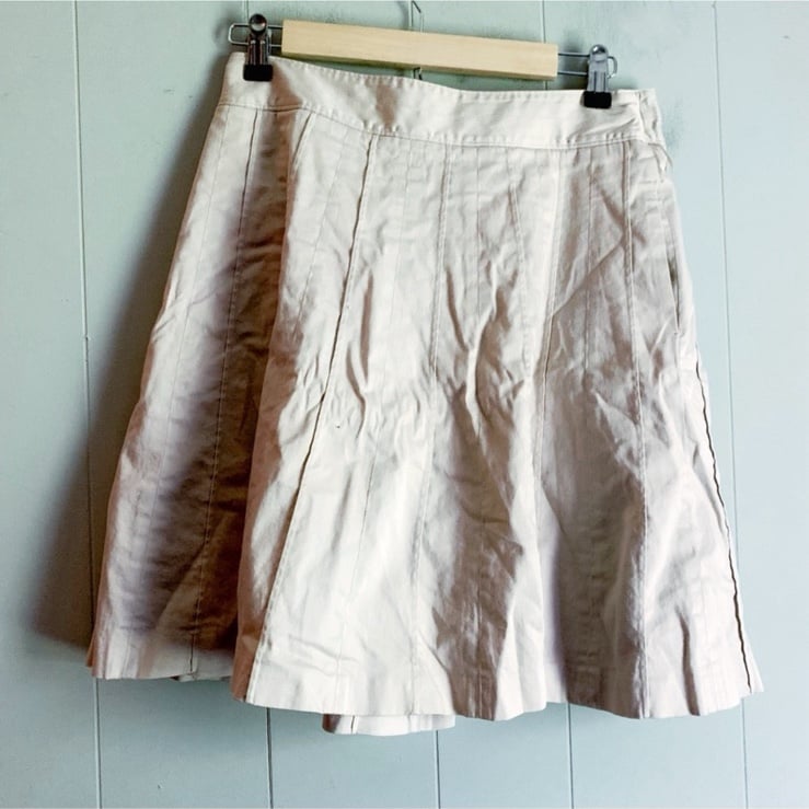 White House Black Market Khaki Pleated Tennis Skirt Size 8