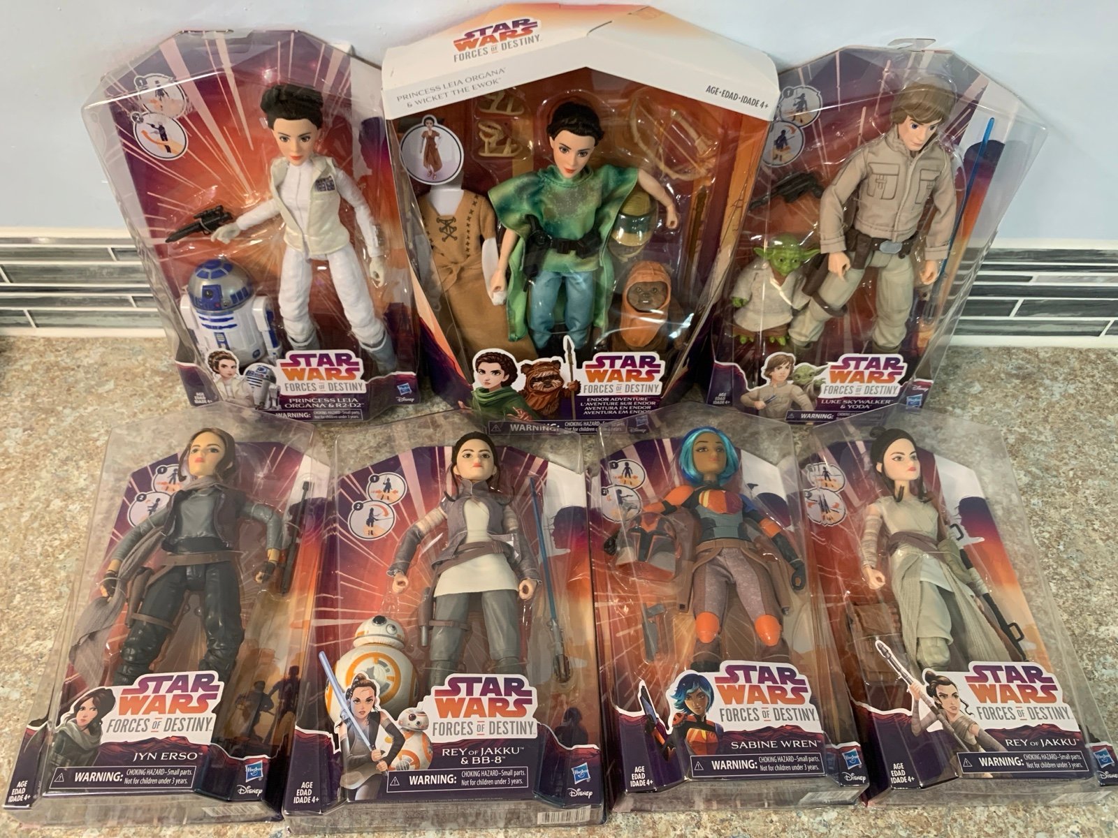 Forces of Destiny figures Star Wars 2016 Lot of 7 Luke Skywalker, Yoda, R2-D2 ..