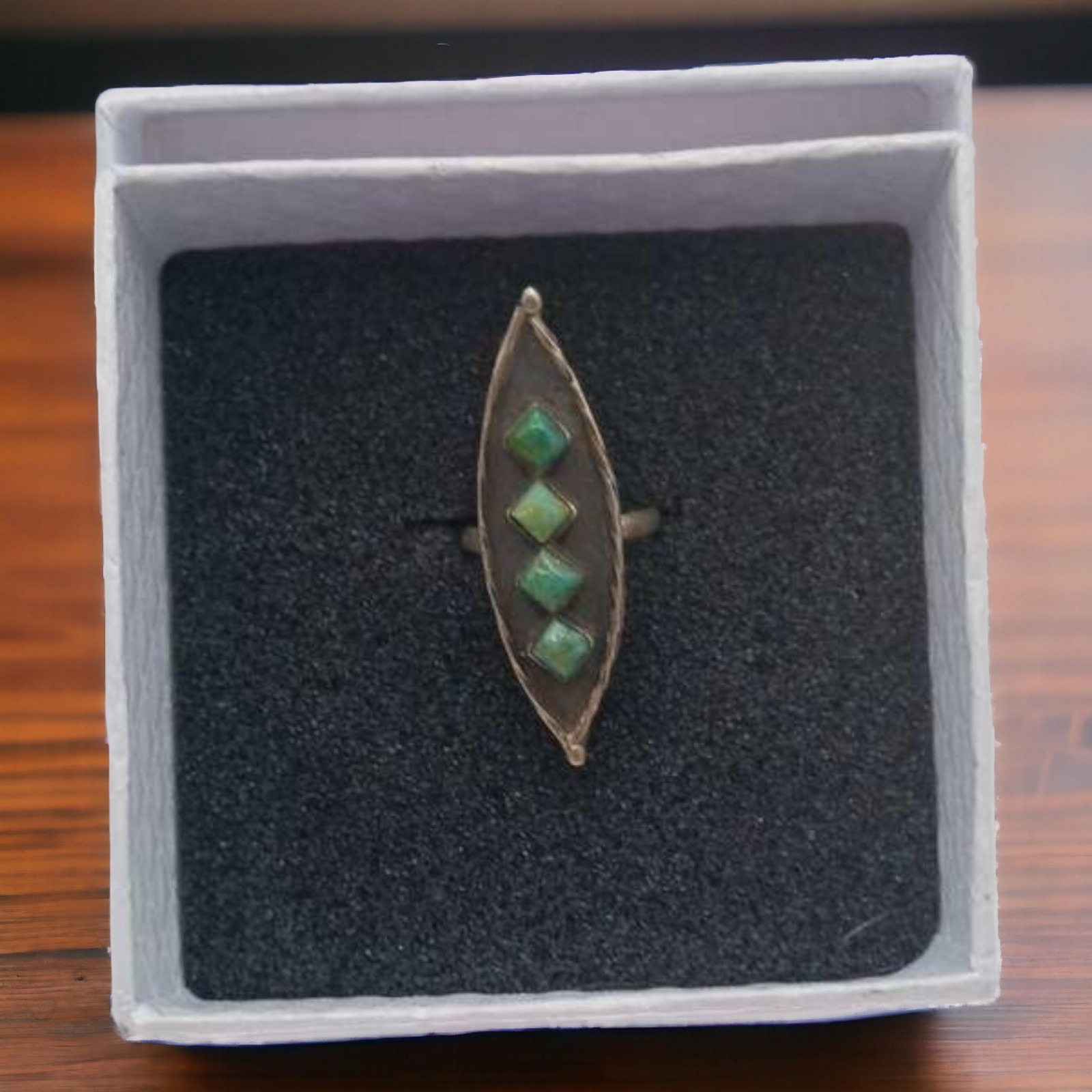 Vintage Zuni Turquoise Silver Ring Size 5.75,