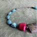 Boho Rocker Turquoise And Coral Skull Bead Choker Necklace Real Stone Jasper