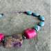 Boho Rocker Turquoise And Coral Skull Bead Choker Necklace Real Stone Jasper