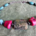 Boho Rocker Turquoise And Coral Skull Bead Choker Necklace Real Stone Jasper