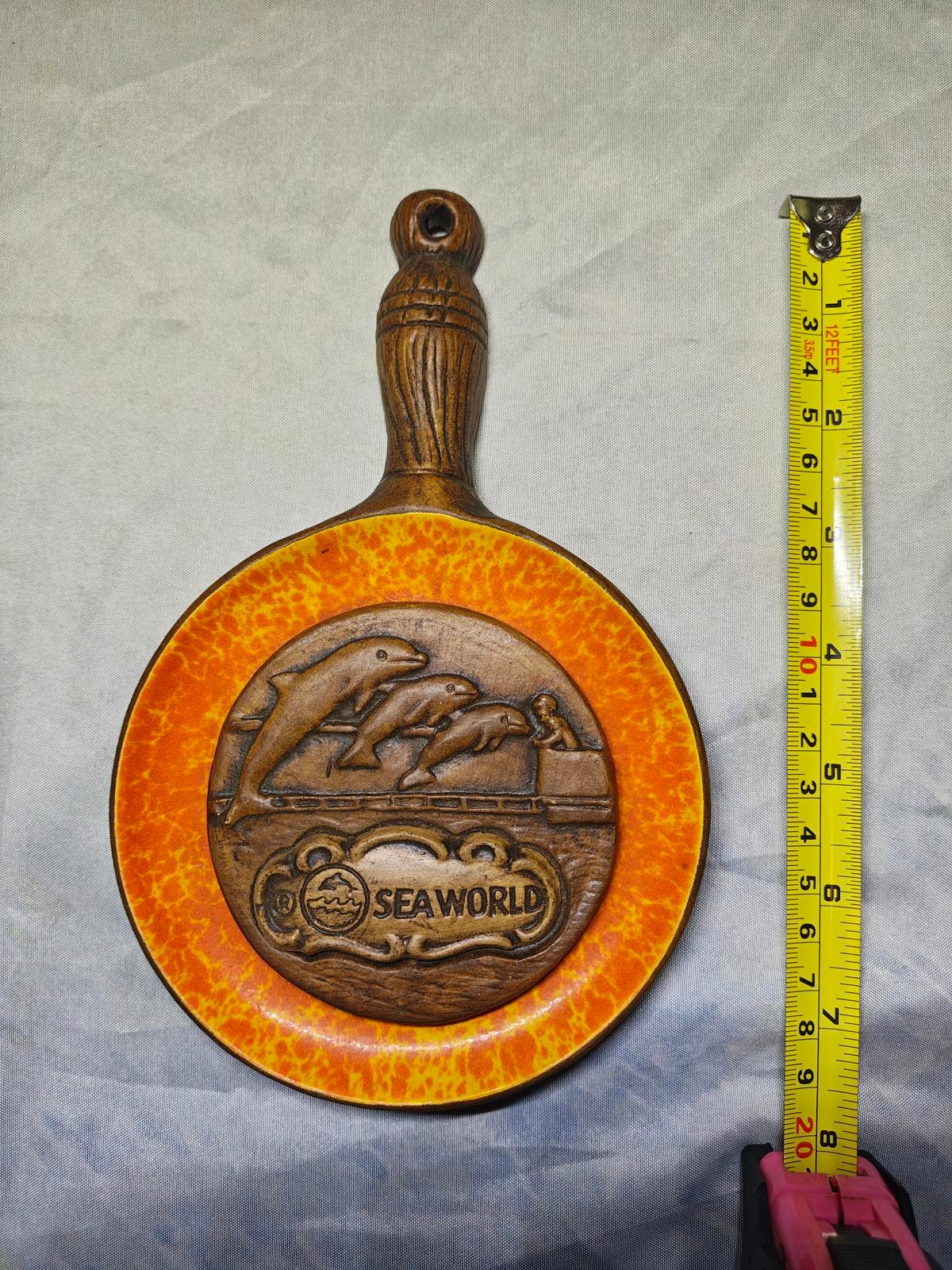 Vintage SeaWorld Dolphin Wall Plaque | Mid-Century Ceramic Skillet Trivet