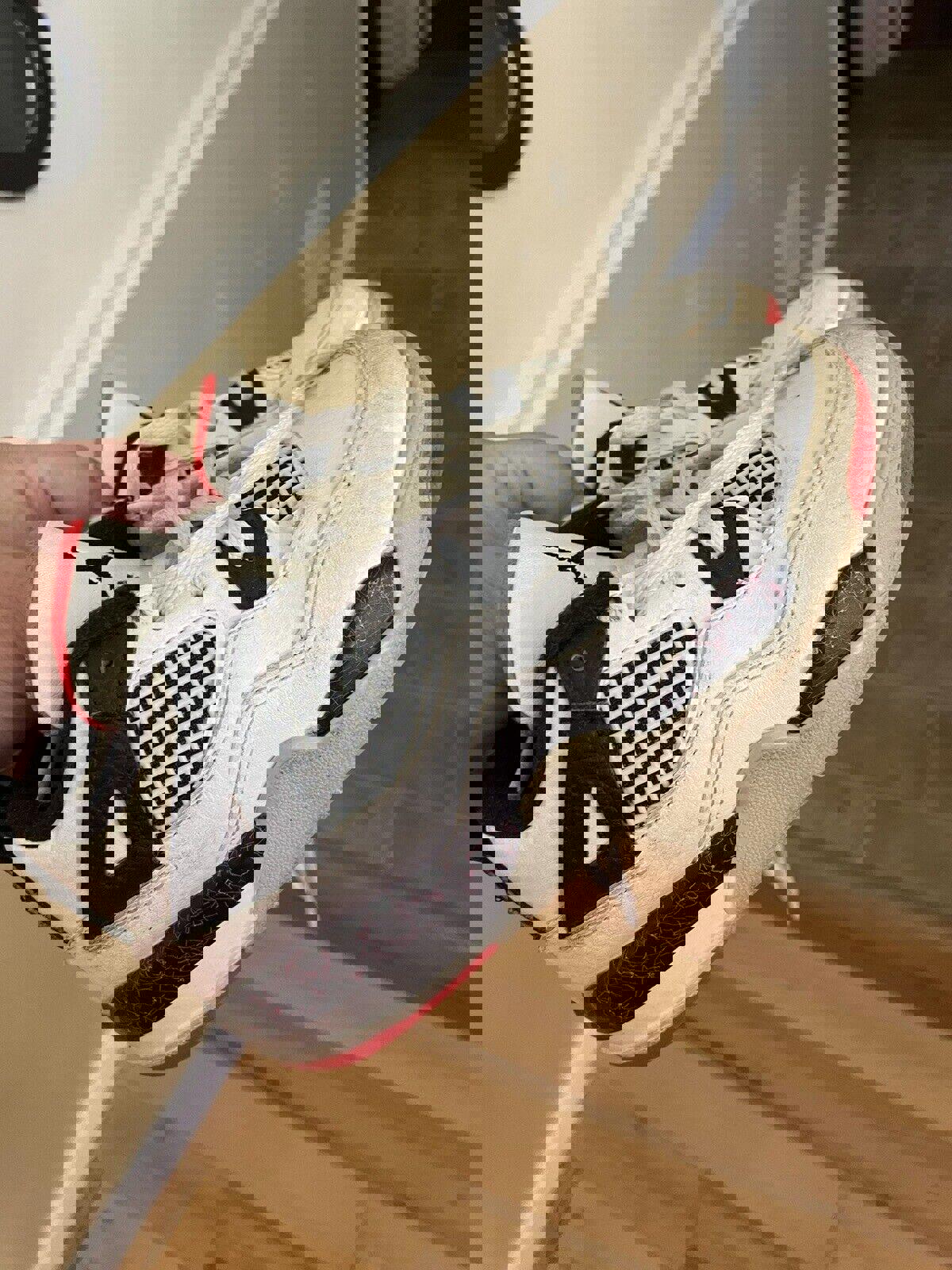 Kids Toddler Jordan 4s Retro Sneaker Shoes Size 10c White Red Black
