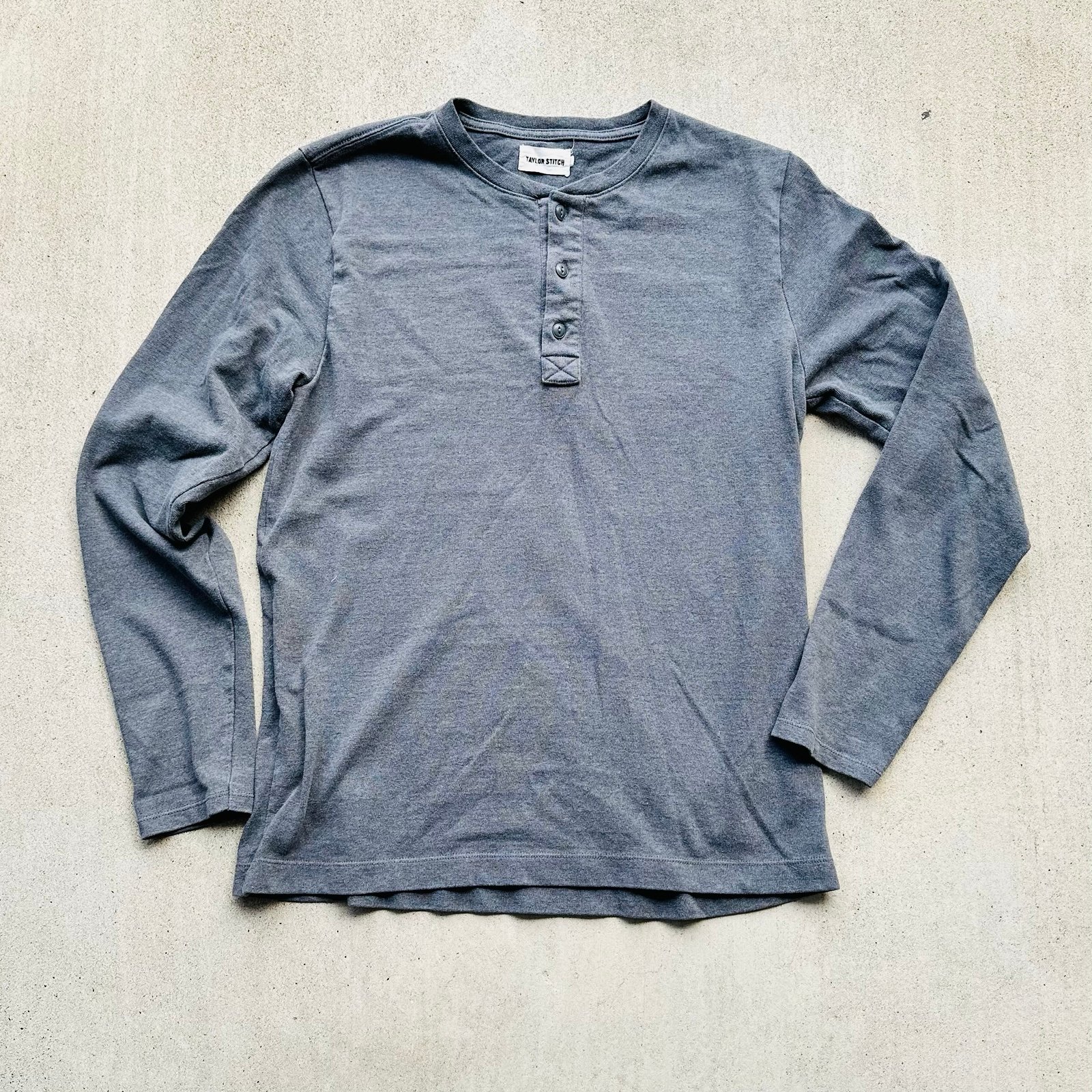 Taylor Stitch Long Sleeve Henley Shirt Men Size 42 Base Layer Gray