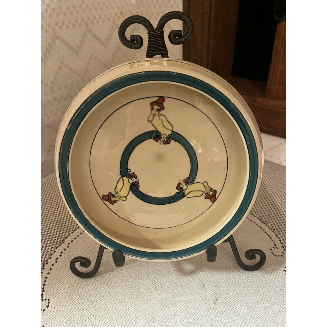 Antique Roseville Puddle Duck 1920's Childs Rolled Bowl Dish Baby
