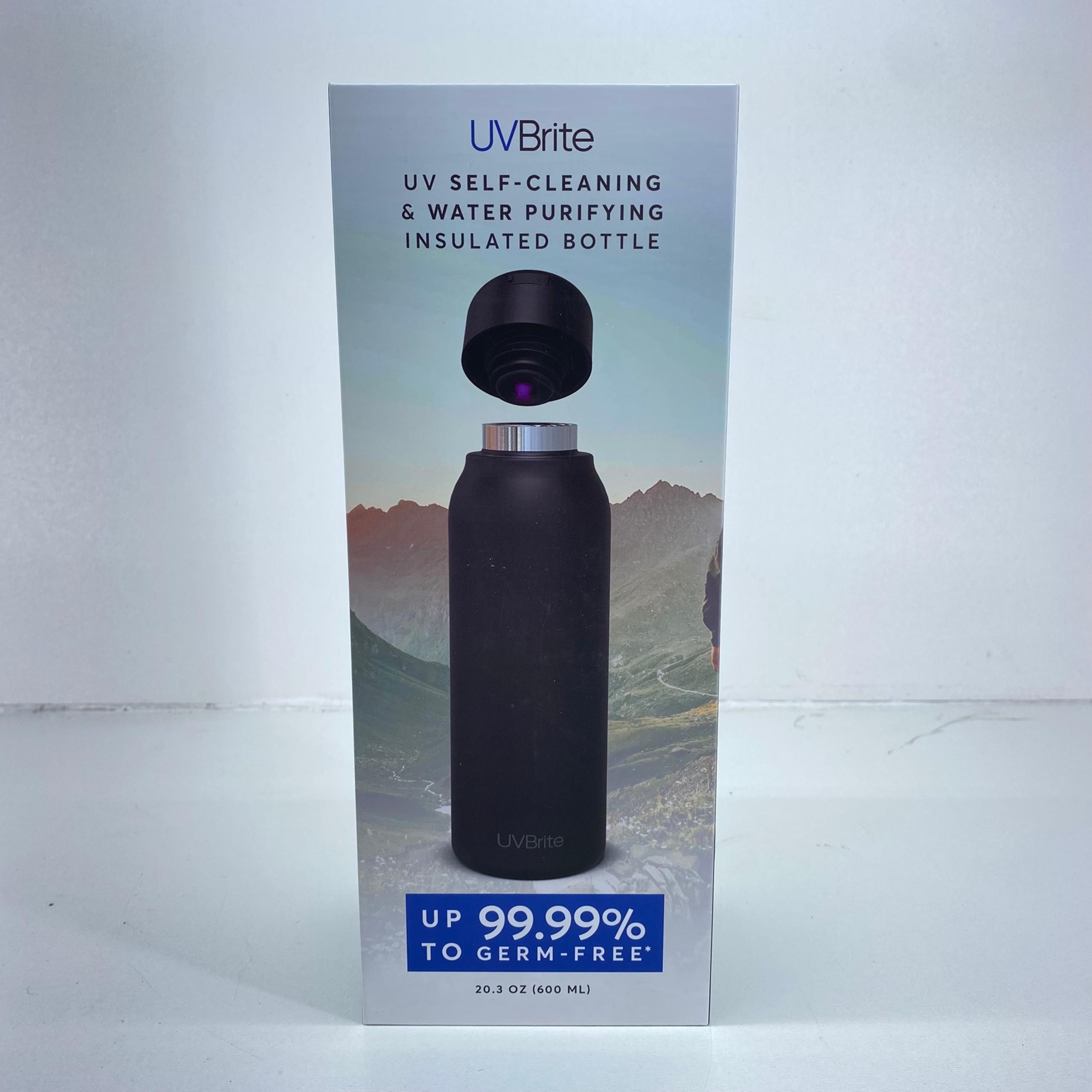 UVBrite UV Self Cleaning & Water Purifying Insulated Water Bottle Black