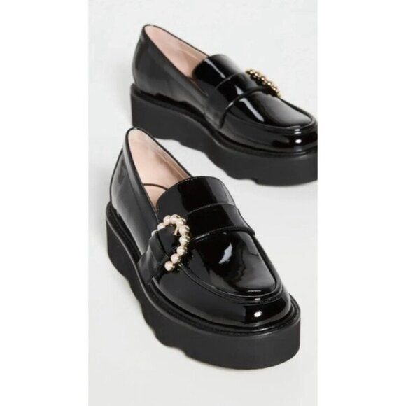 STUART WEITZMAN SL440PATXW7 関税送料込 NEW Stuart Weitzman Piper Super Lift Loafer 7 Black Patent