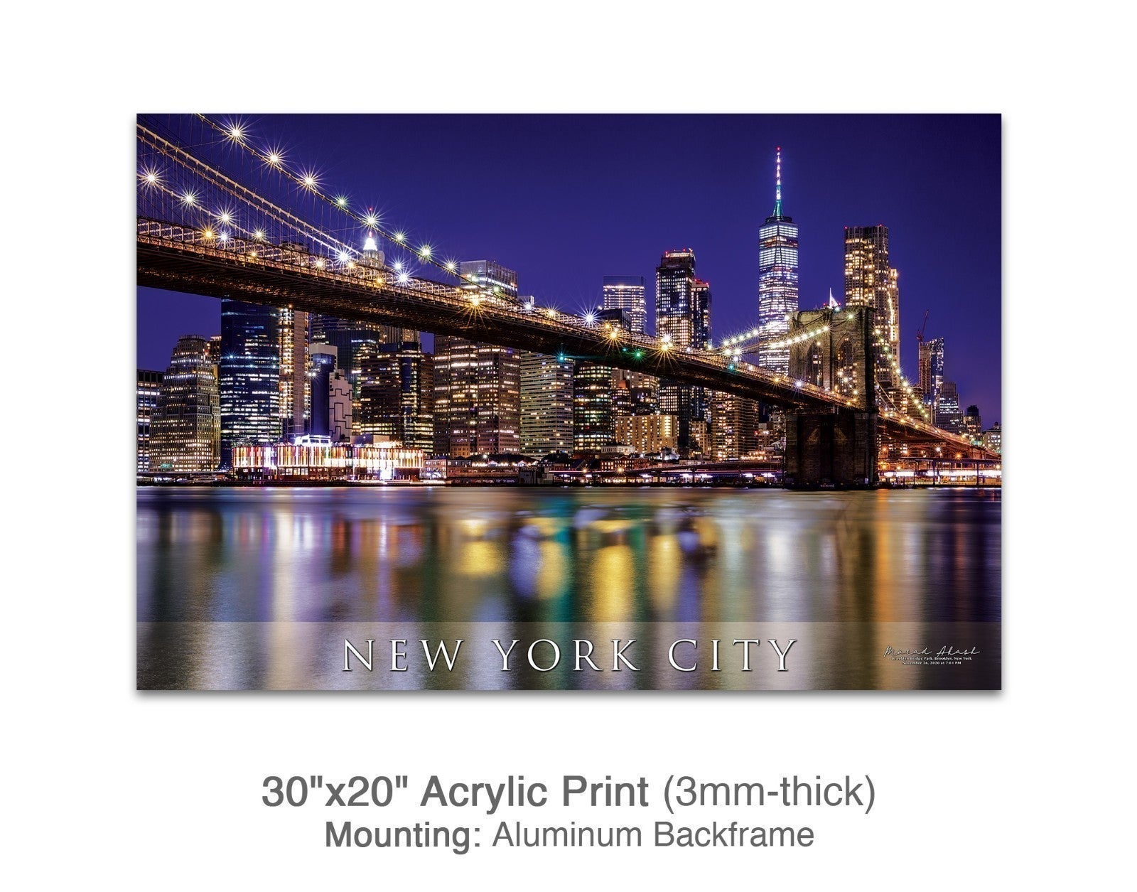 New York City and Brooklyn Bridge Acrylic Photo Print - New York City 1