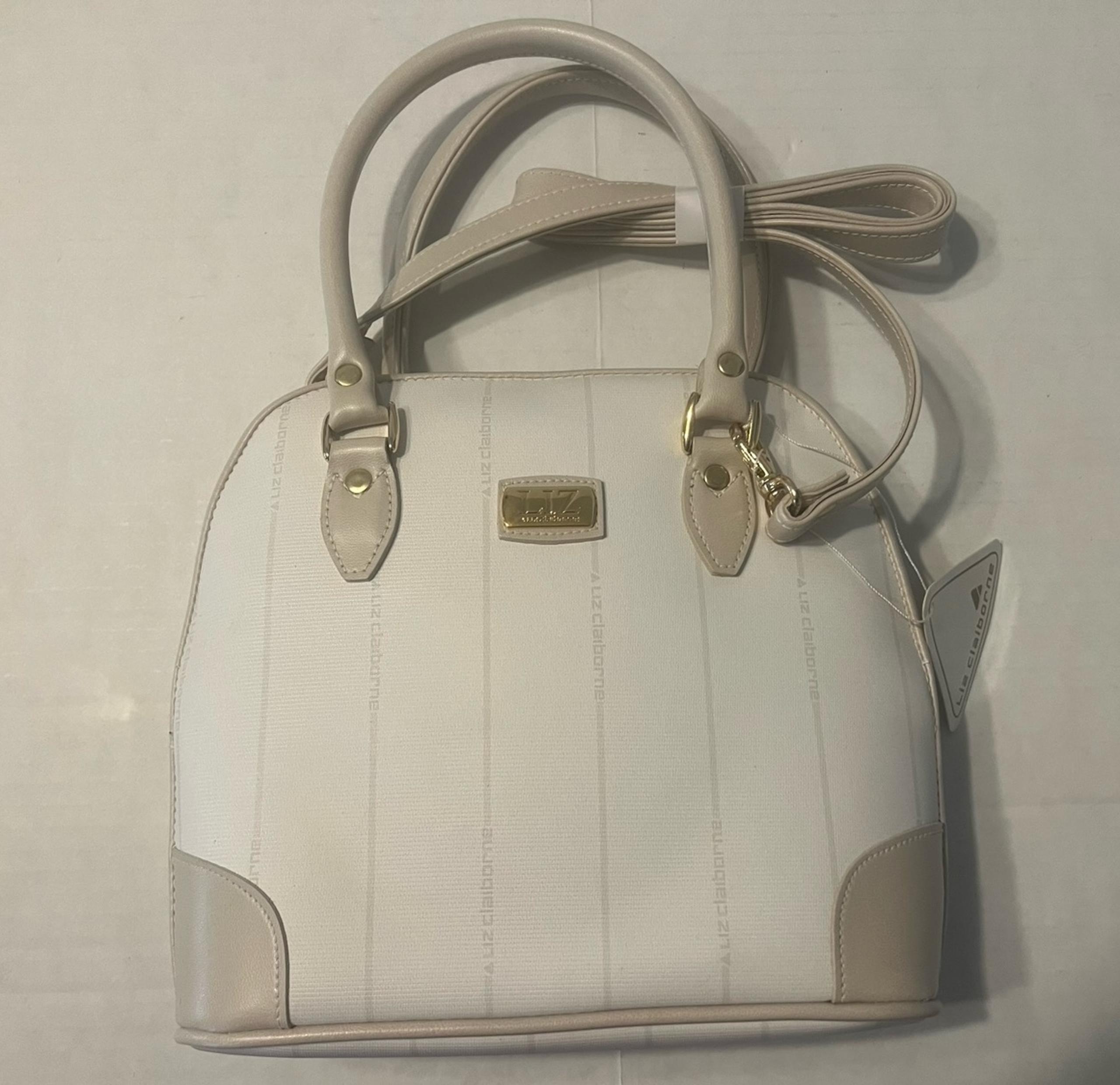 Liz Claiborne Classic White/Beige Purse with Shoulder Straps. Summer Bag, New.