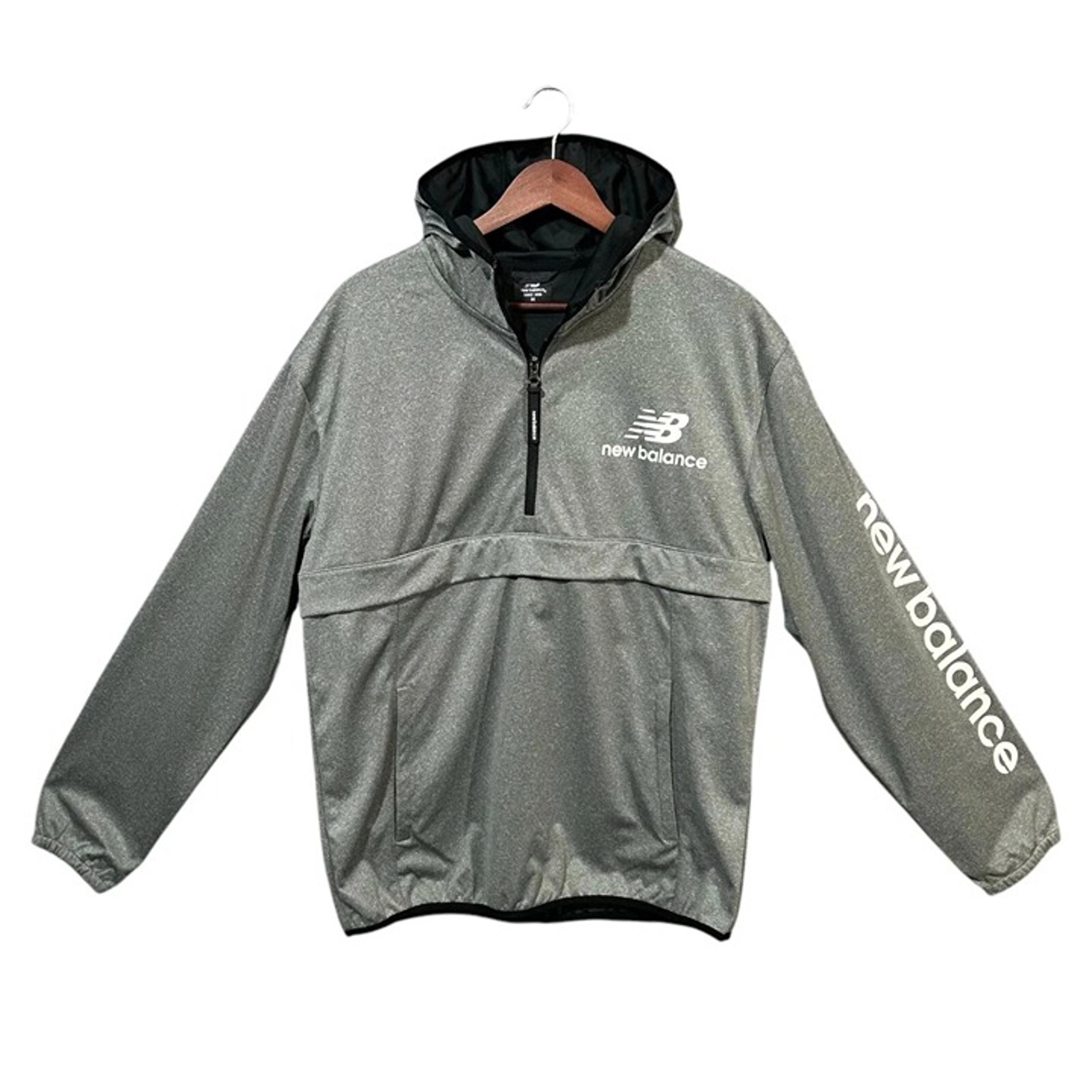 New Balance Mens Water Resistant Soft Shell Jacket Sz XL Gray Hoodie 1/4 Zip