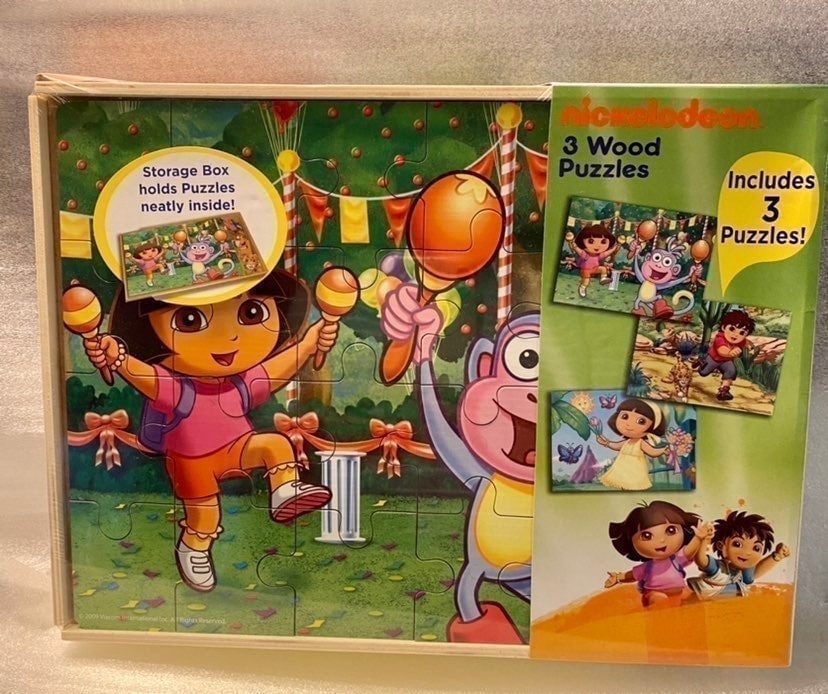 Nickelodeon Dora 3 Pack Wood Puzzles