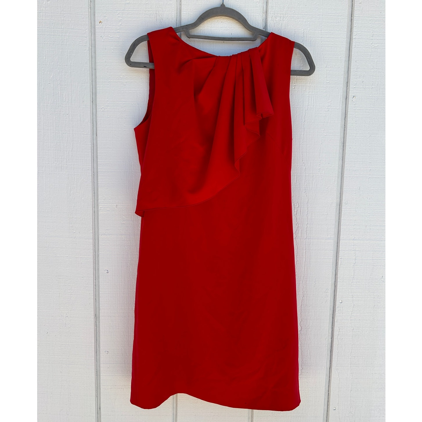 Moschino Cheap and Chic Ruffle Dress, Red Shift Dress, Sleeveless, Sz 10