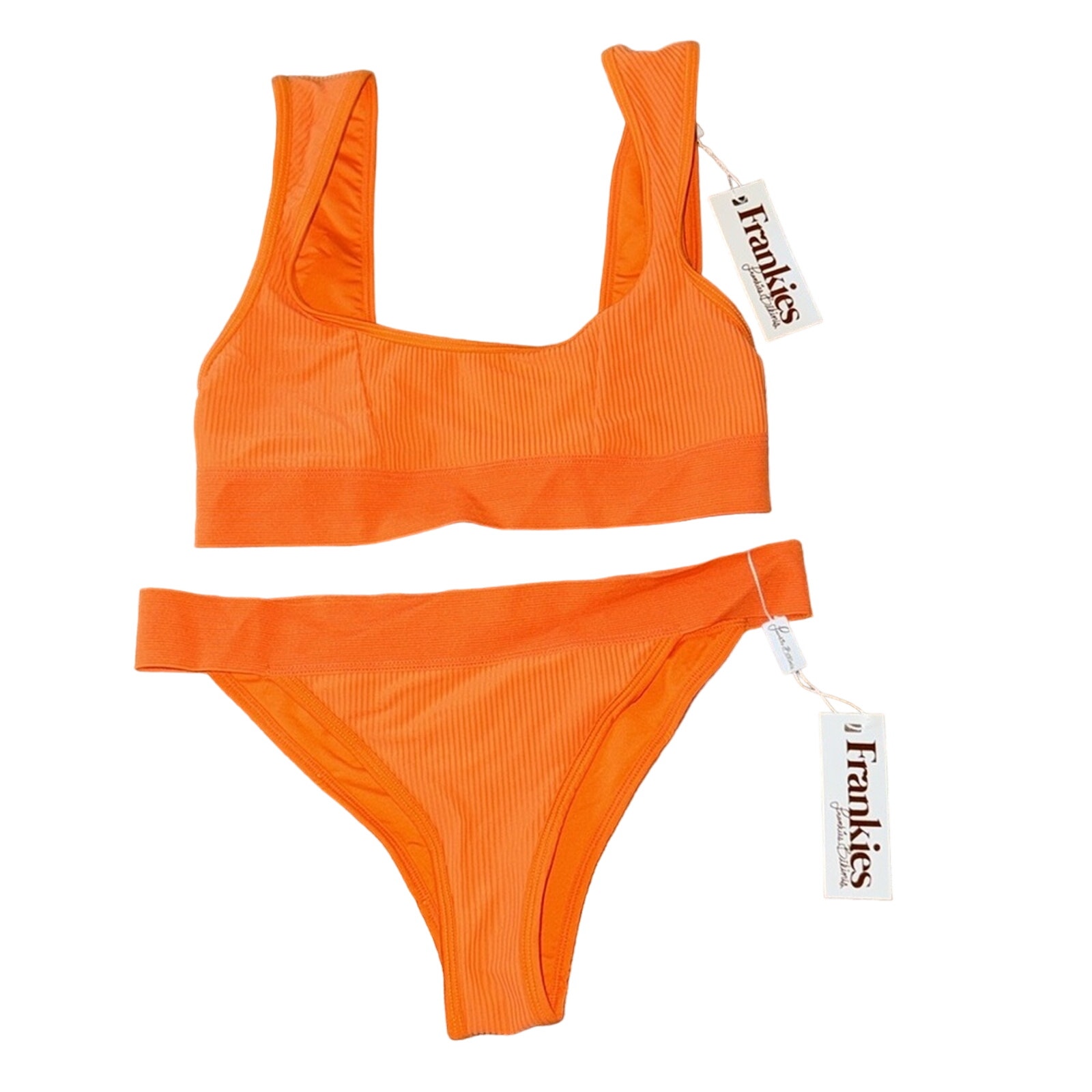 Frankies Bikinis NWT Citrus Drew Ribbed Swimming Bathing Suit Set Extra Small