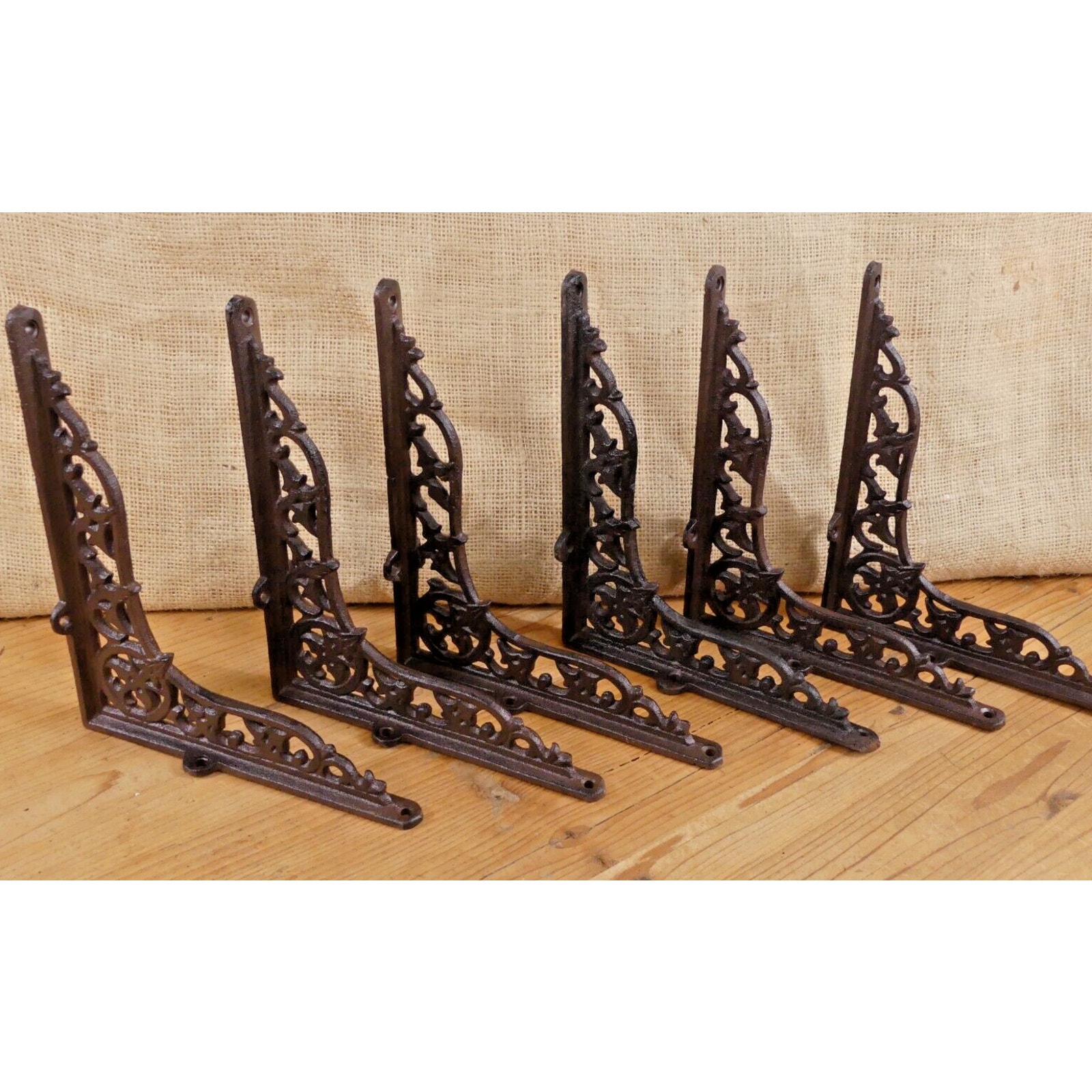 6 Cast Iron Antique Style VICTORIAN SCROLL Brackets Garden Braces Shelf Bracket