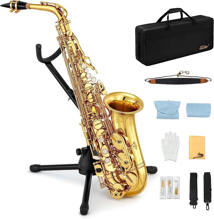 Eastar Alto Saxophone E Flat F Key Gold Lacquered Student School Band Alto Sax